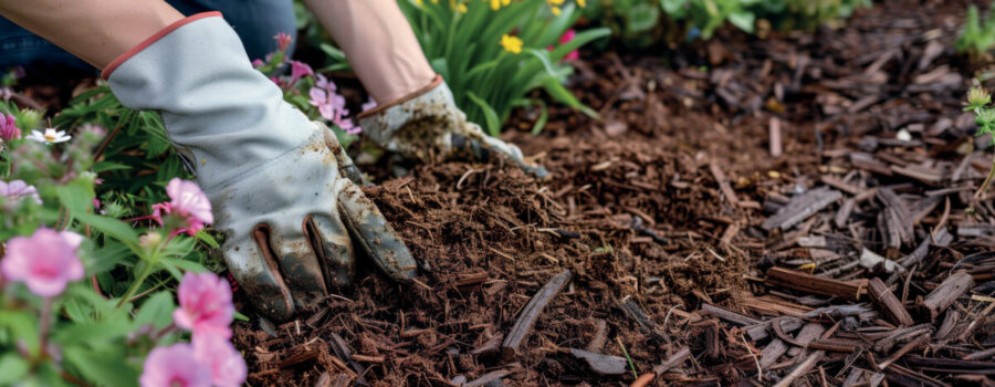 Eine Abdeckung aus Rindenmulch