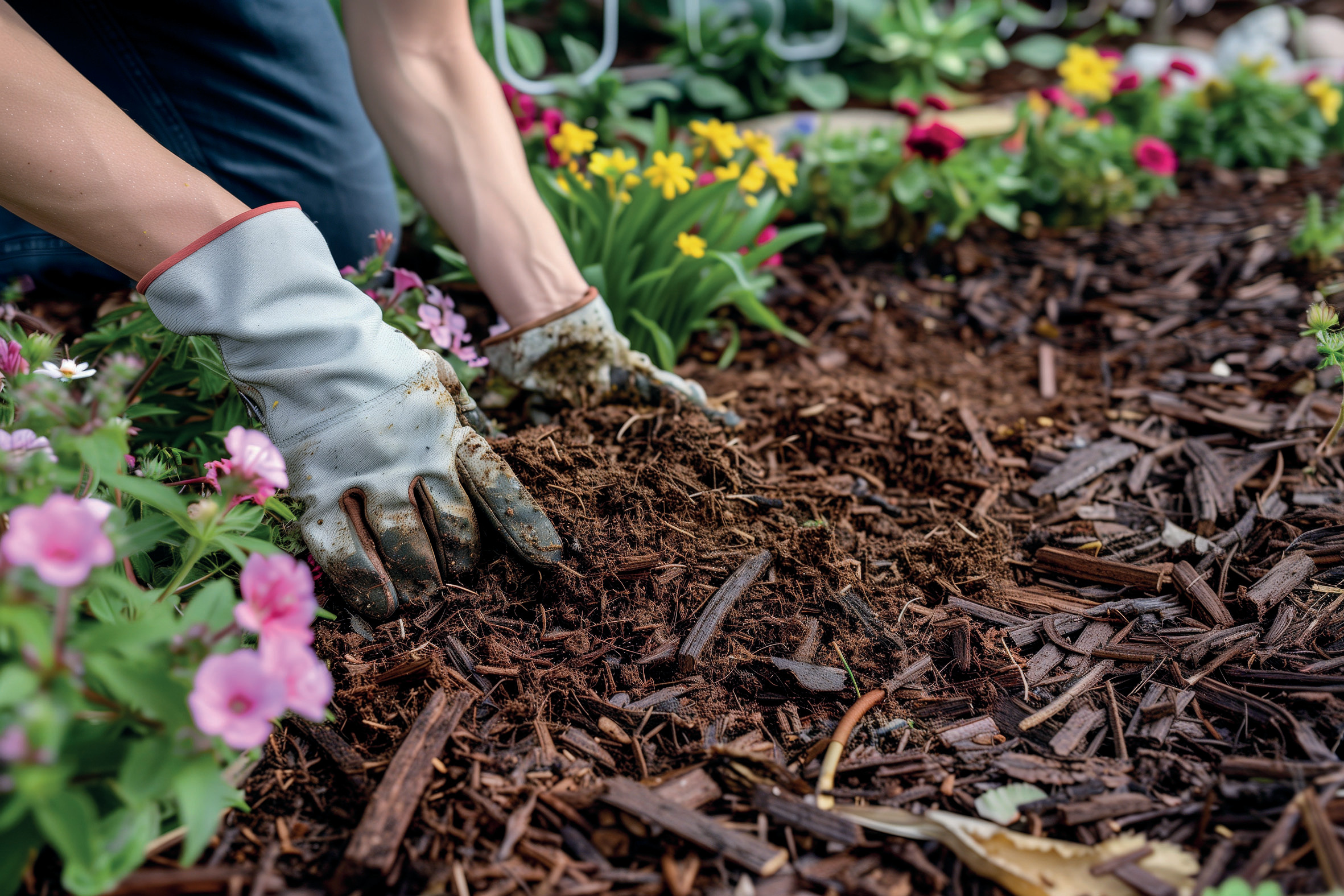 Eine Abdeckung aus Rindenmulch